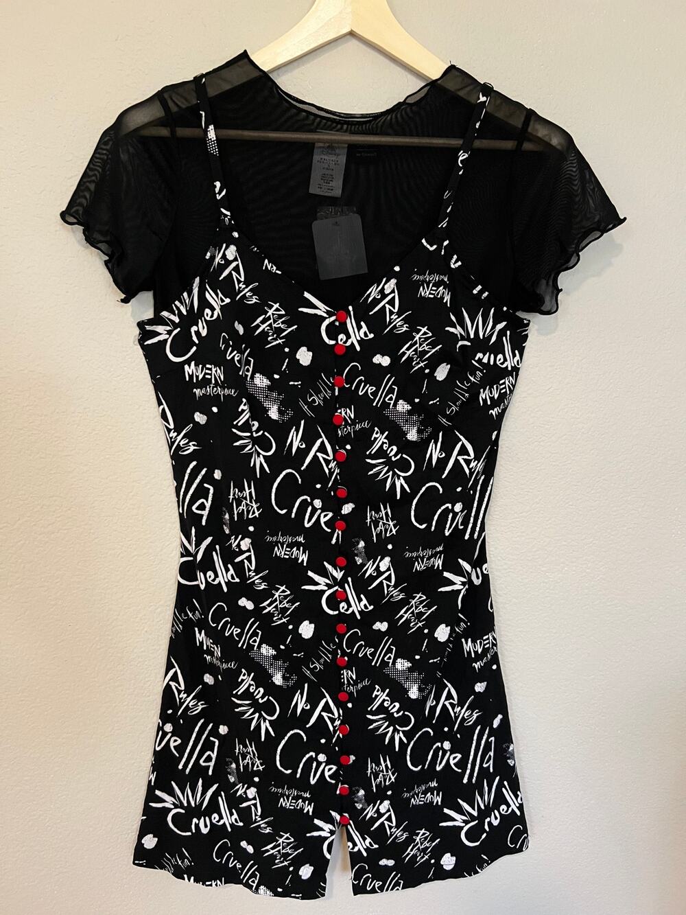 Disney Her Universe Cruella Strappy Dress Mesh Crop Top Women’s Size Large NWT